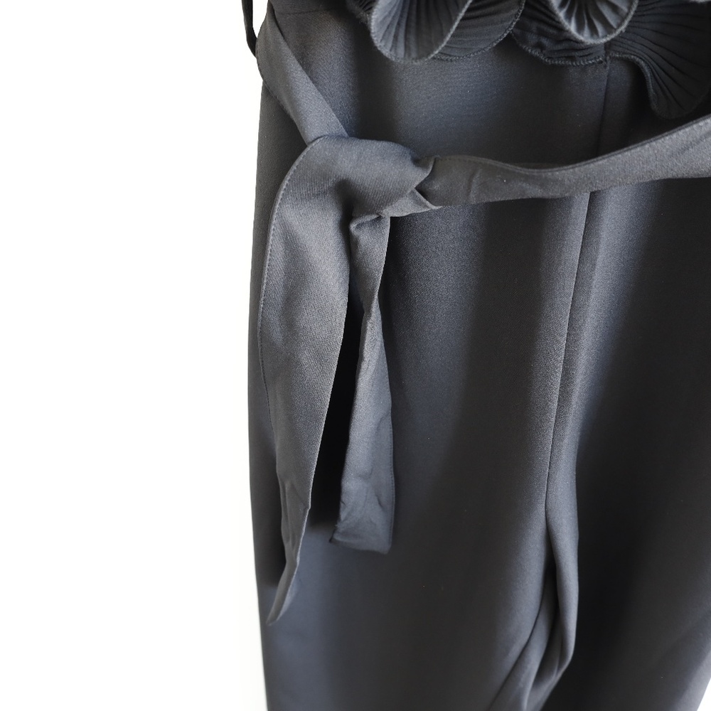 ZARA Black Pleated Ruffle Wide-Leg Belted Jumpsuit - Picture 5 of 8